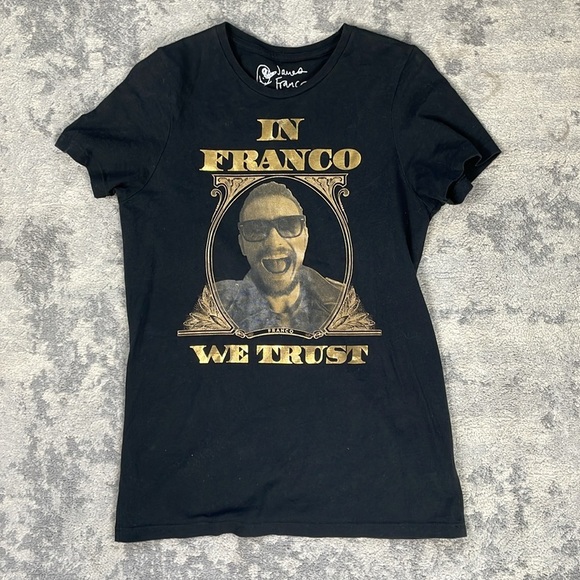 Lot of 2 James Franco Graphic T Shirts Tees Black Short Sleeve Sz M - Picture 3 of 12